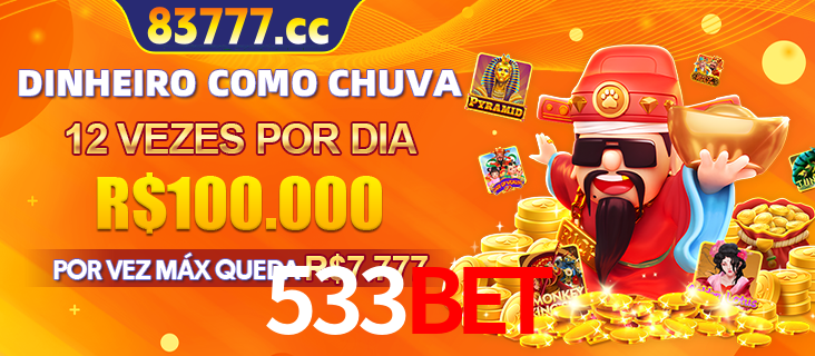 Banner do programa de recompensas Recomende para amigos do 533BET, detalhando os bônus por convidar amigos, com prêmios que chegam a R$288.888.